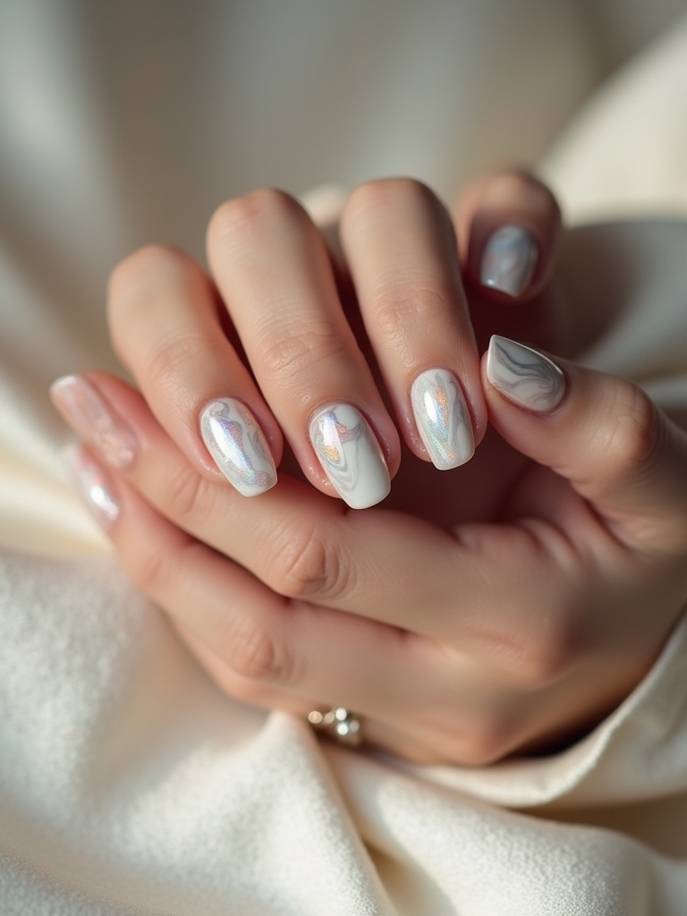 marble nails with pearls