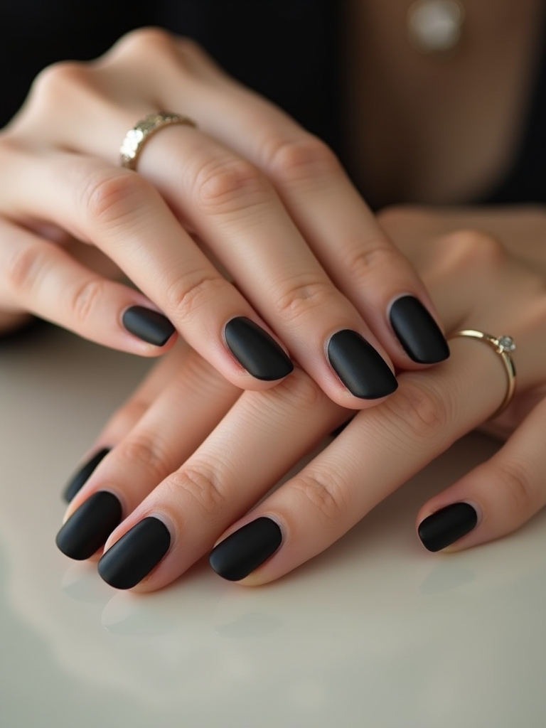 matte black french nails