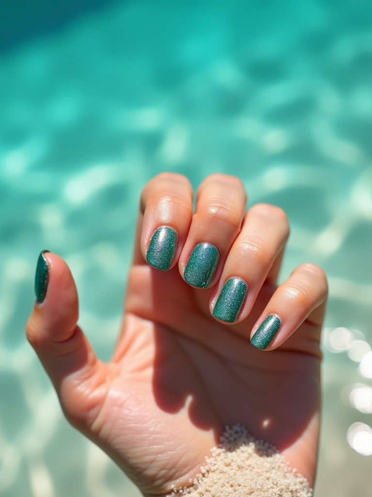 mermaid inspired shimmering nails