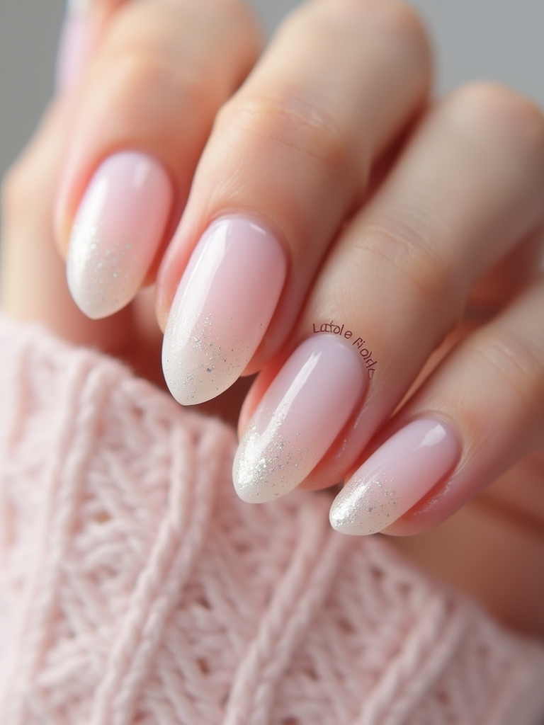 metallic accents on milky nails