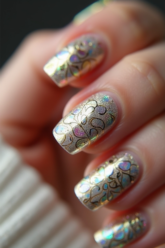 metallic foil nail accents