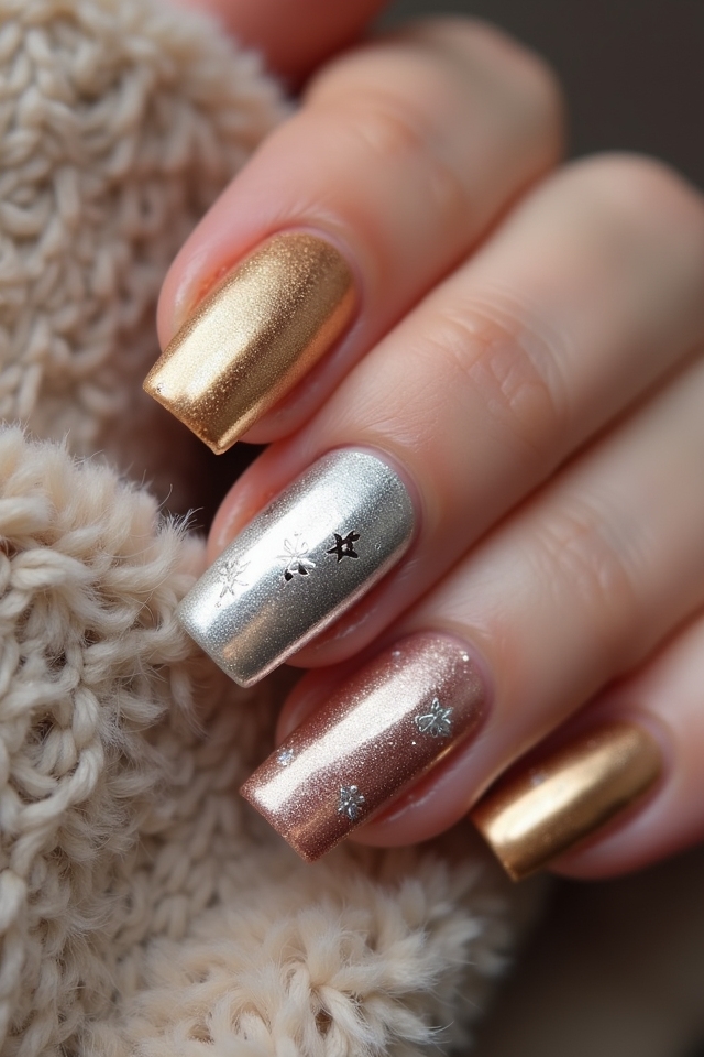 metallic square nail art