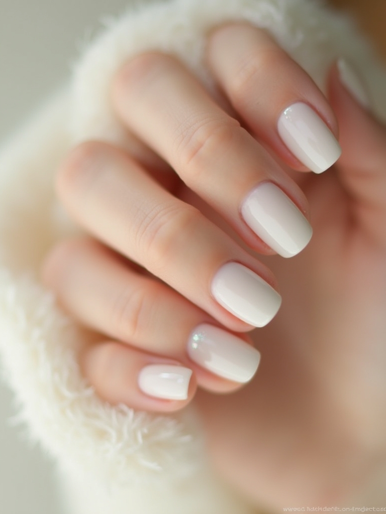 milky white chrome nails