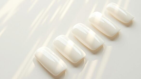 milky white soft nails