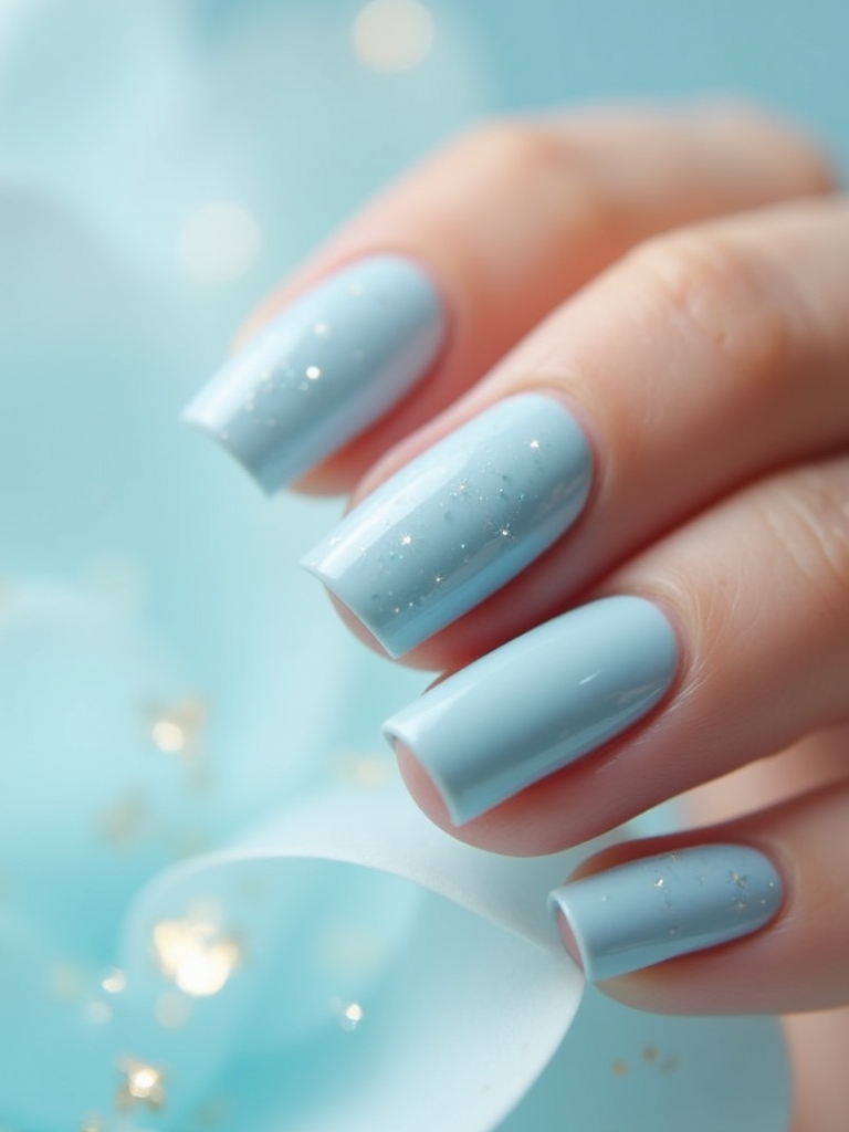 minimalist light blue nails