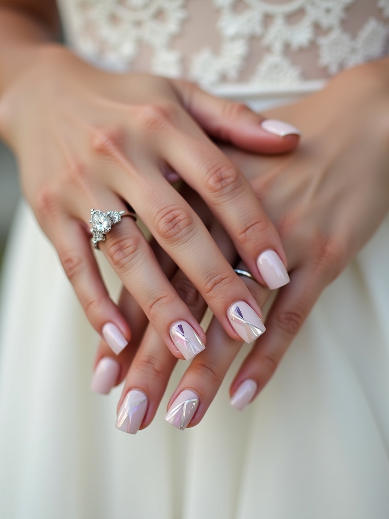 modern geometric bridal nails