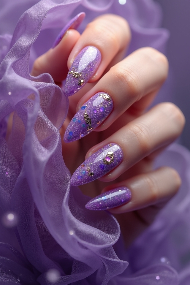 multicolored purple abstract nails
