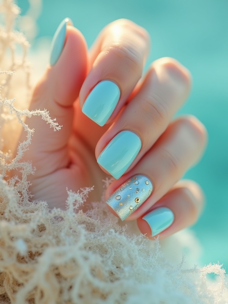 nautical light blue nails