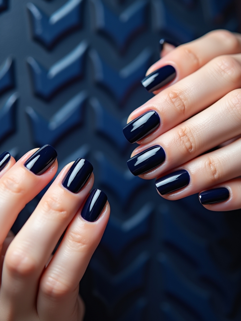 navy blue chevron nails