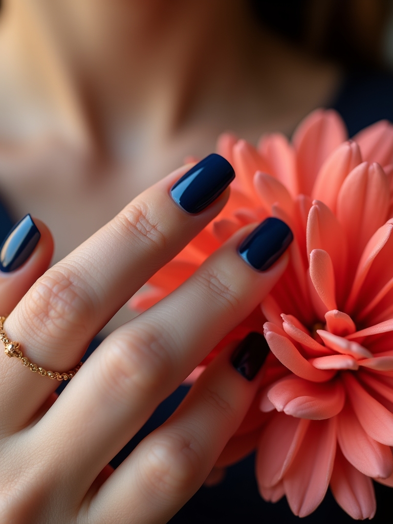 navy blue coral nail art