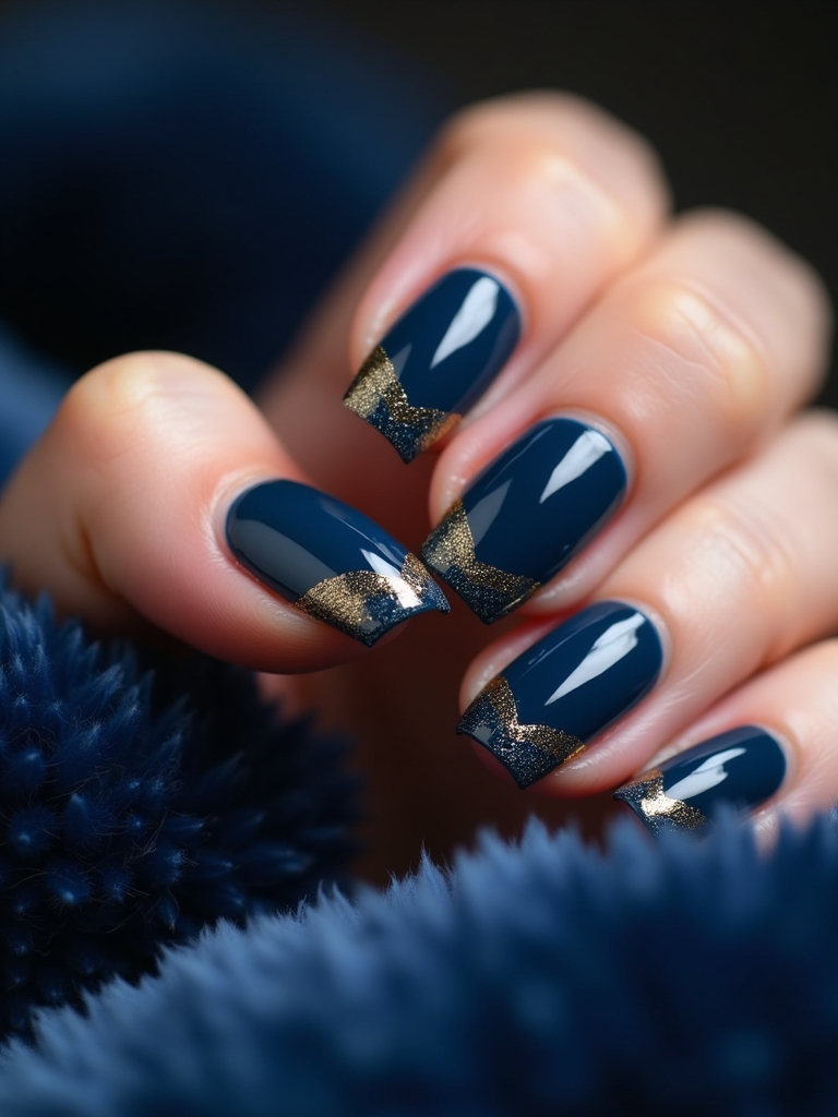 navy blue custom nail art