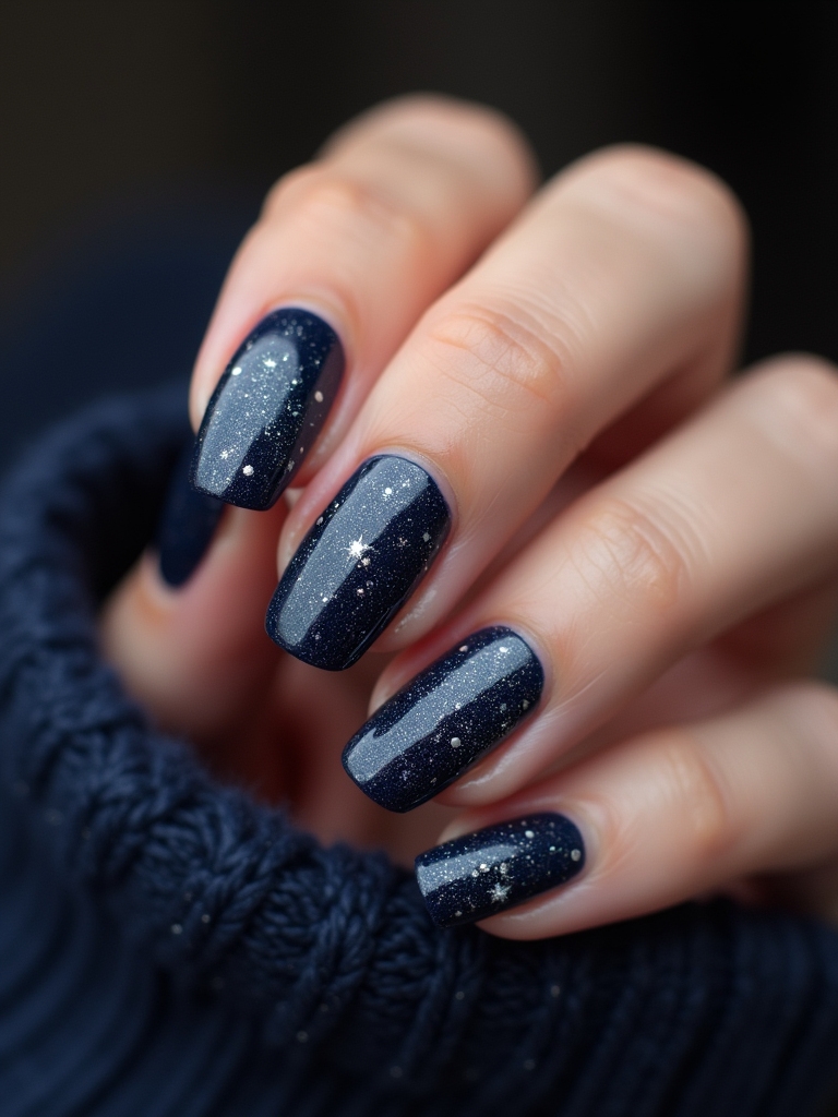 navy blue silver glitter