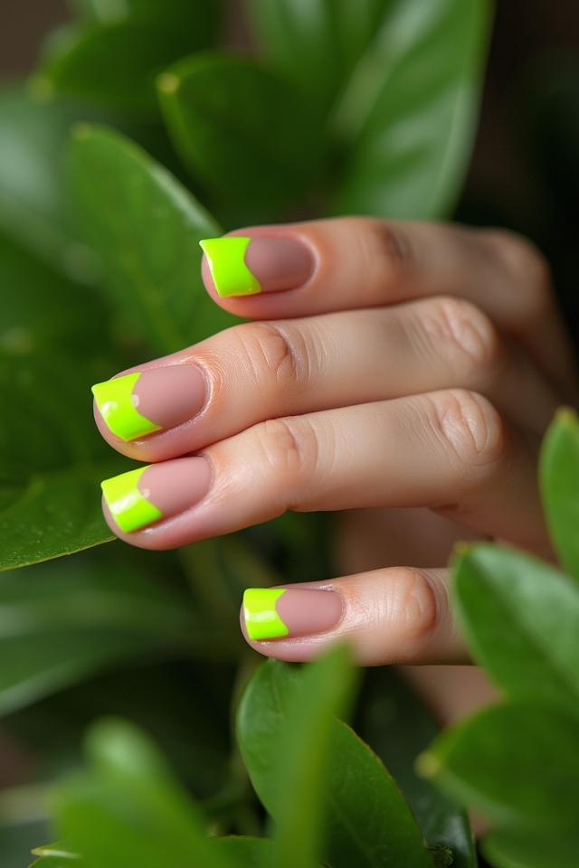 neon lime french manicure