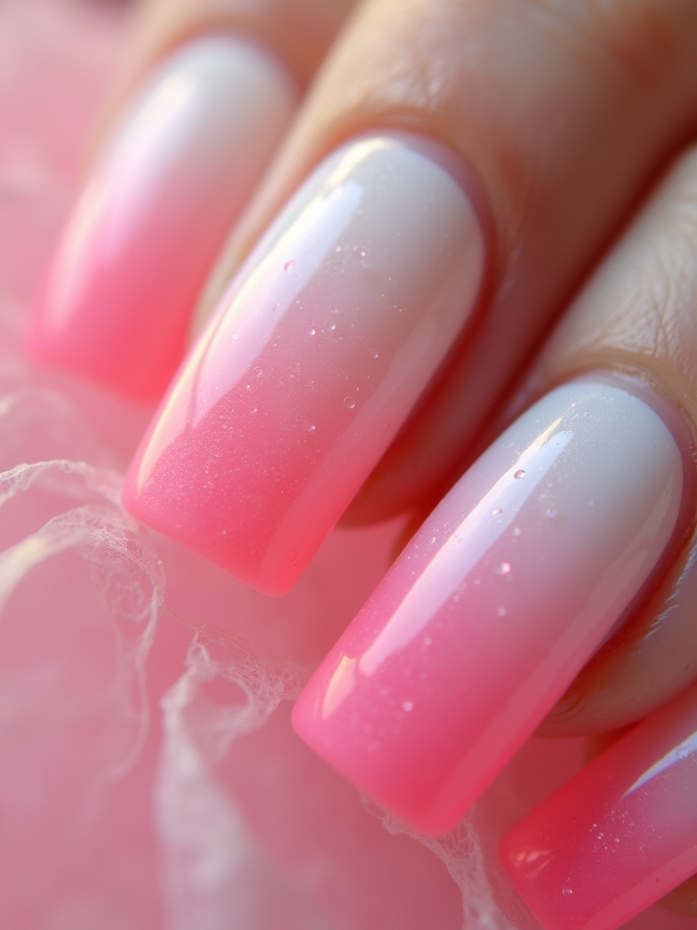 neon ombre milky nails