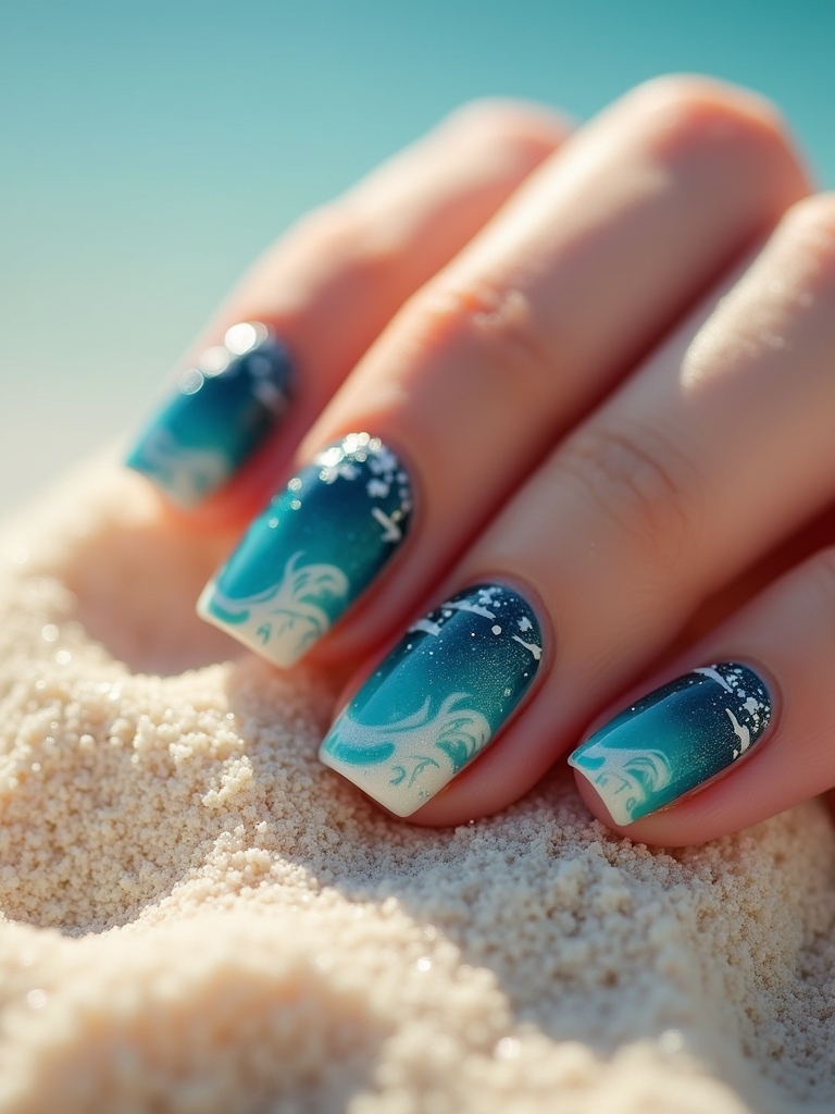 ocean wave nail design