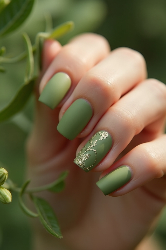 olive green nail elegance