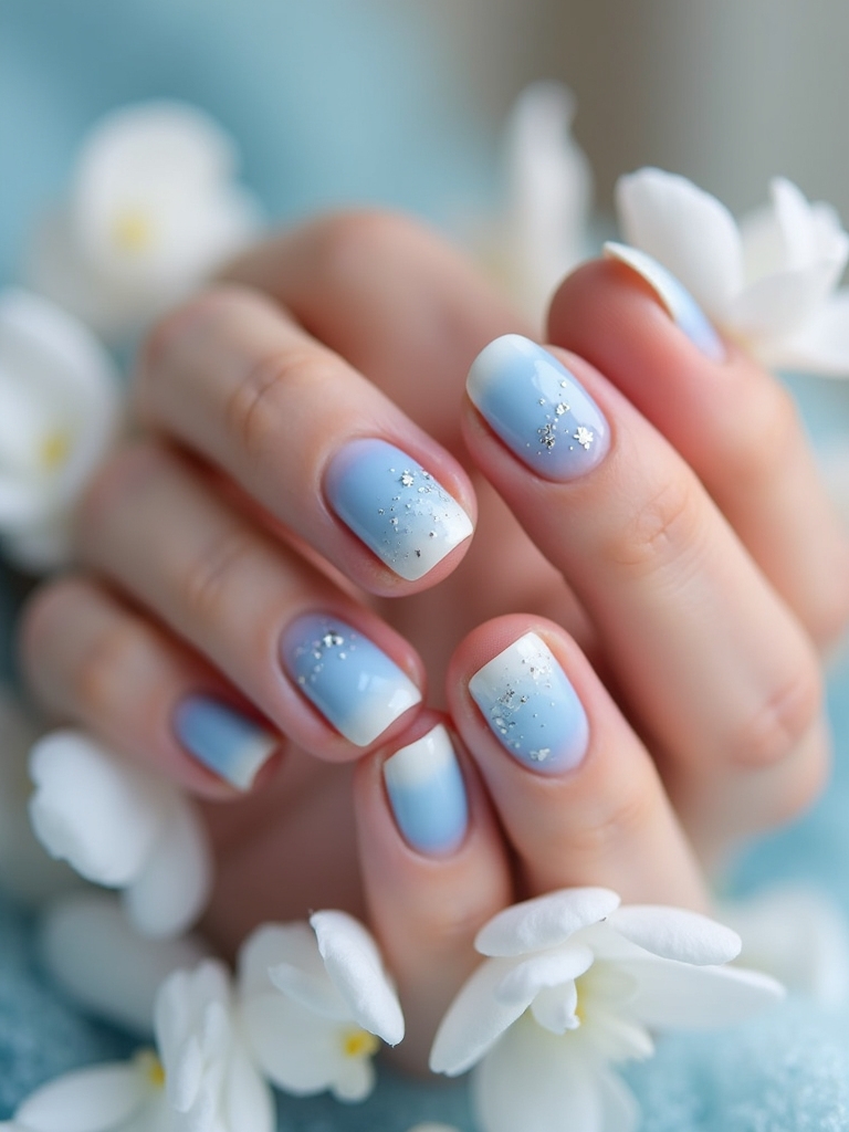 ombre baby blue nails