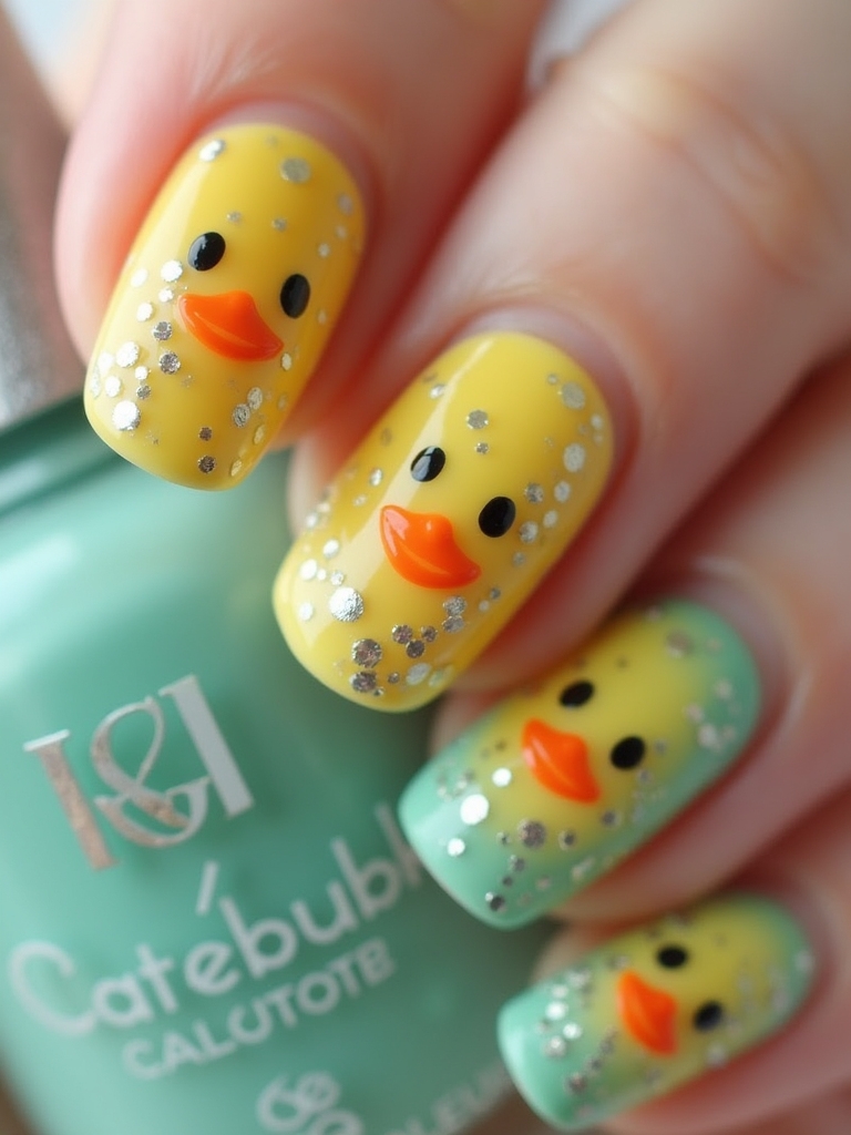 ombre duck nail art
