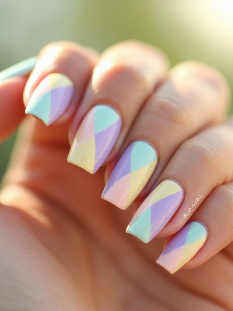 pastel color block nails