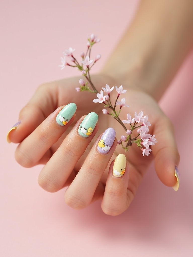 pastel duck nail art