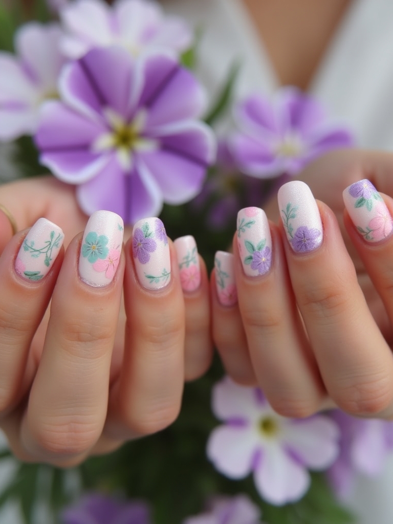 pastel floral nail designs