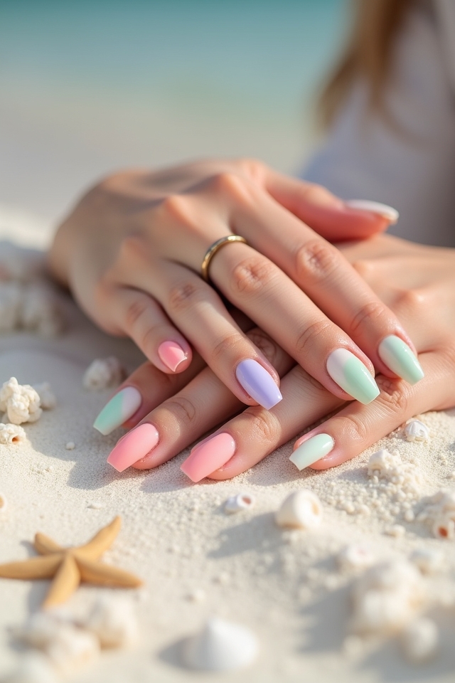 pastel gradient beach nails