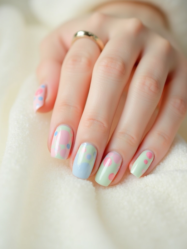 pastel polka dot nails