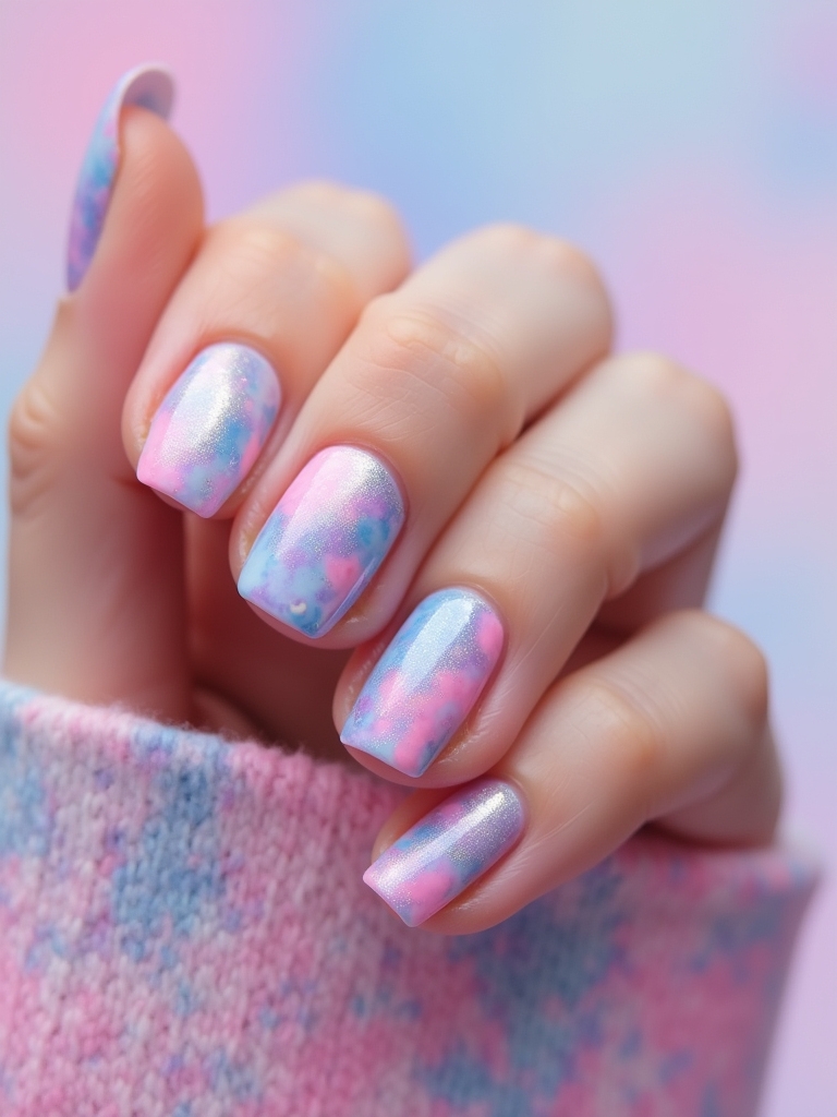 pastel tie dye nail art