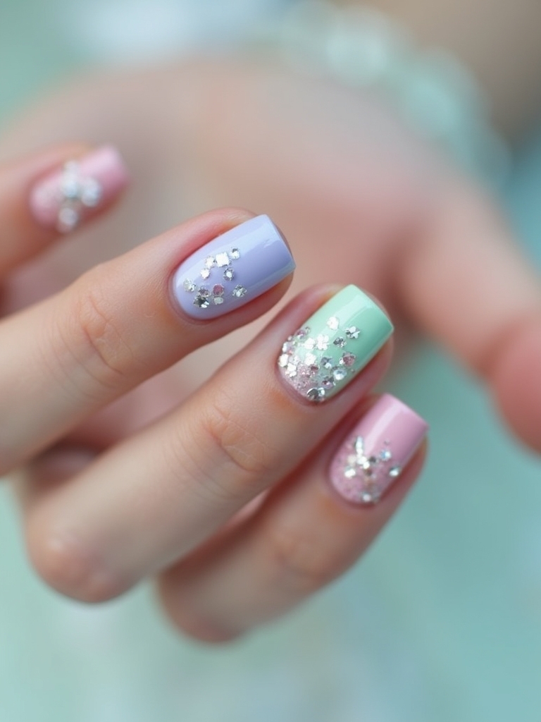 pastel watercolor nail design