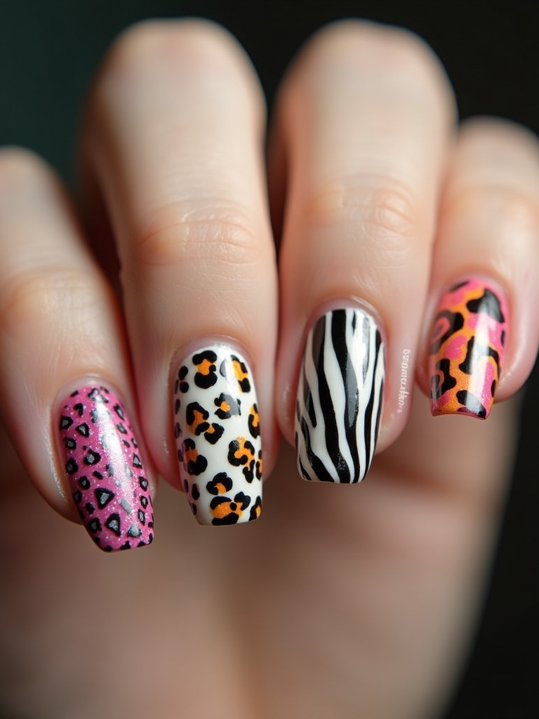 playful animal print nails