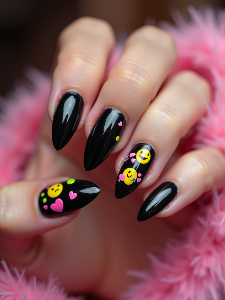playful emoji nail designs