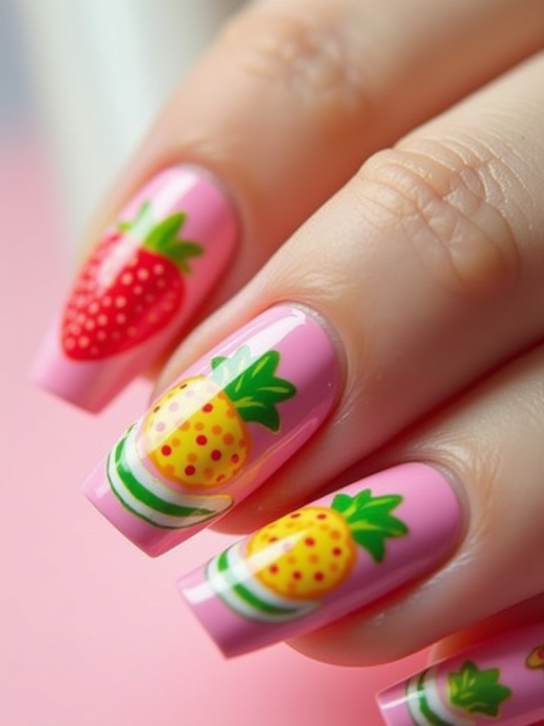 playful fruit nail art