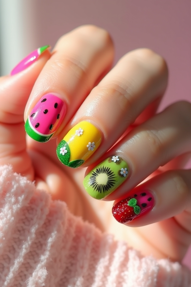 playful fruity nail art