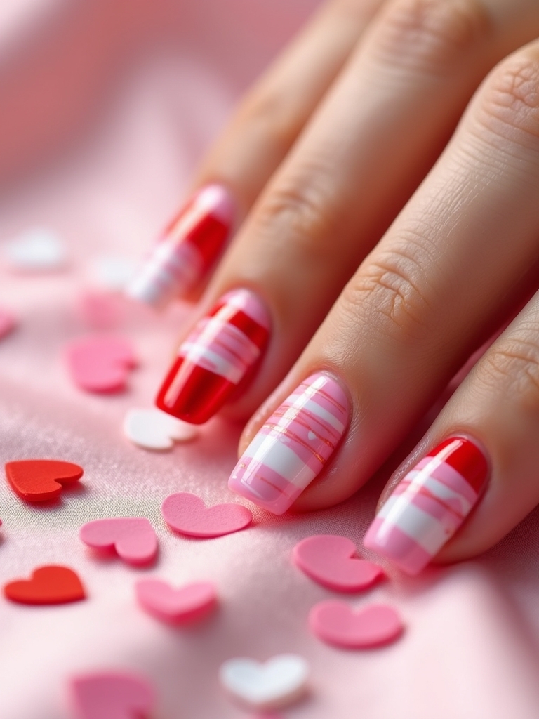 playful striped nail art