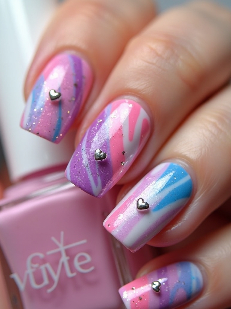 rainbow love nail designs
