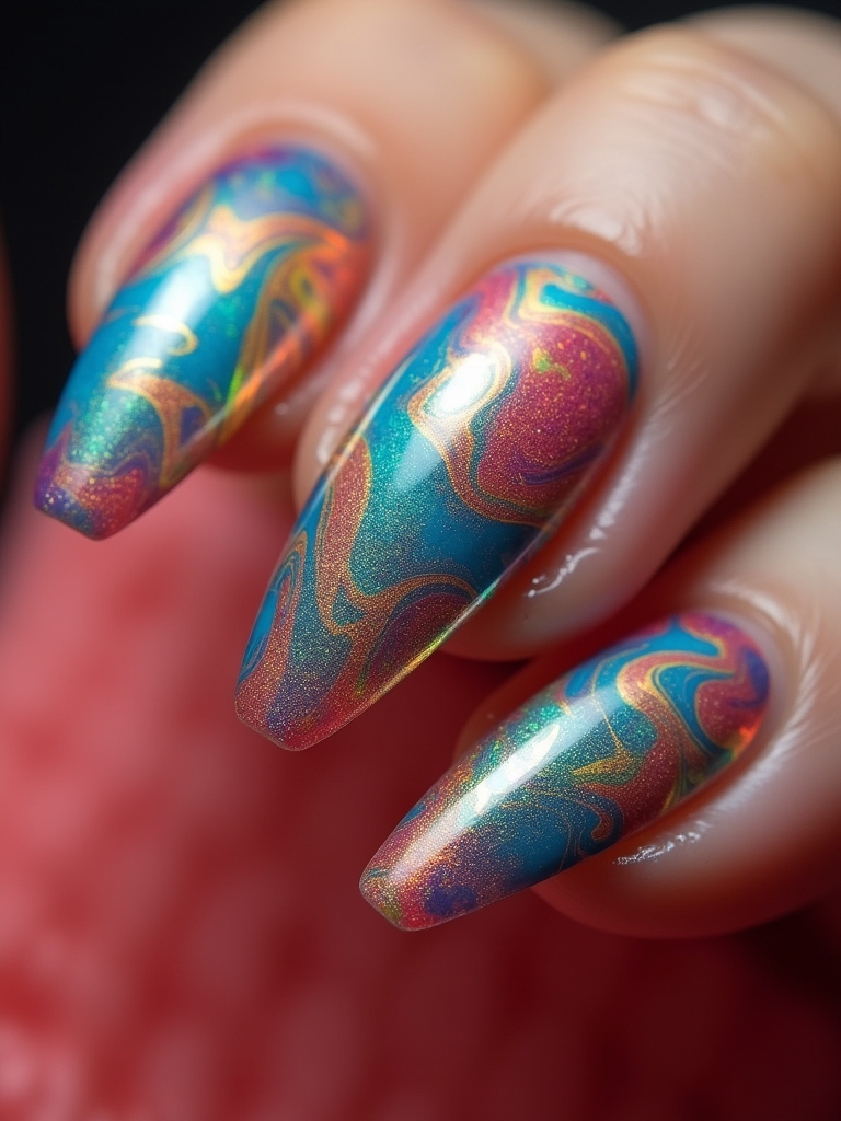 rainbow marble nail technique