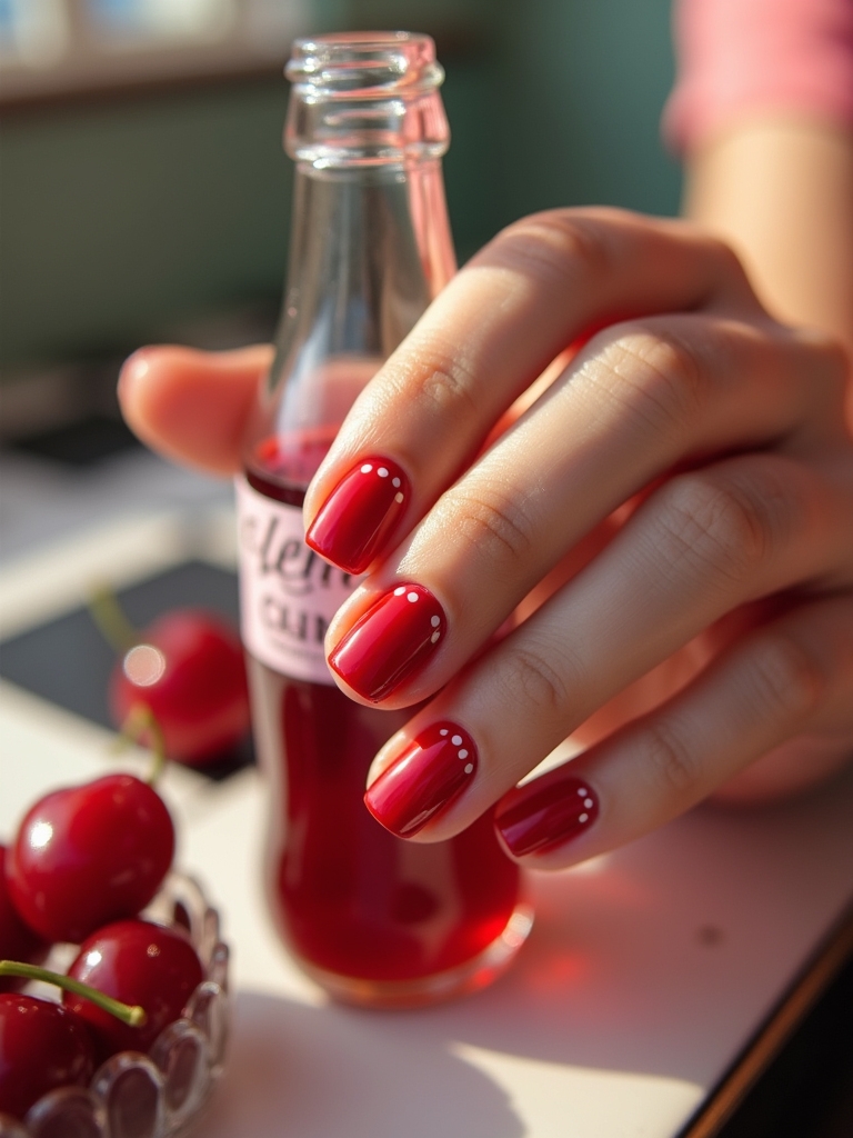 retro cherry nail designs