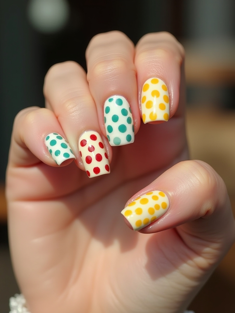 retro polka dot nails
