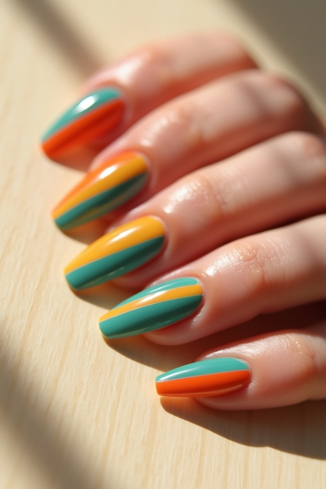 retro striped nail designs
