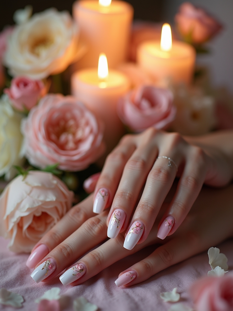 romantic floral nail designs
