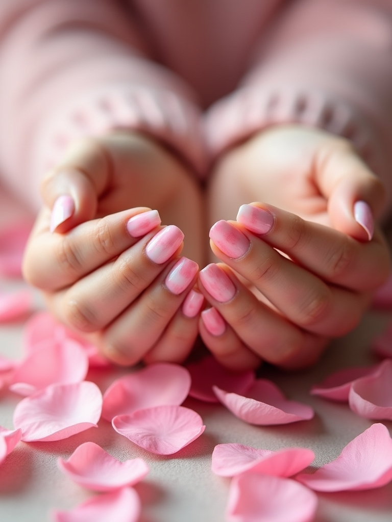 romantic soft pink nails