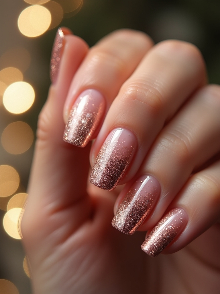 rose gold glitter nails