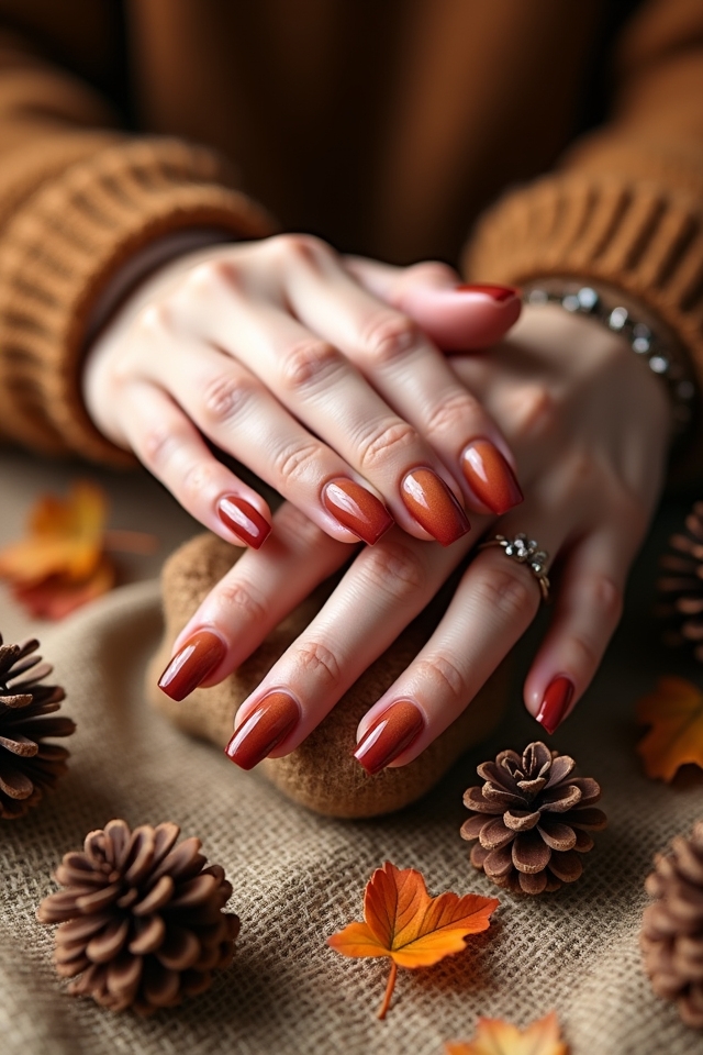 rustic earthy ombr nails