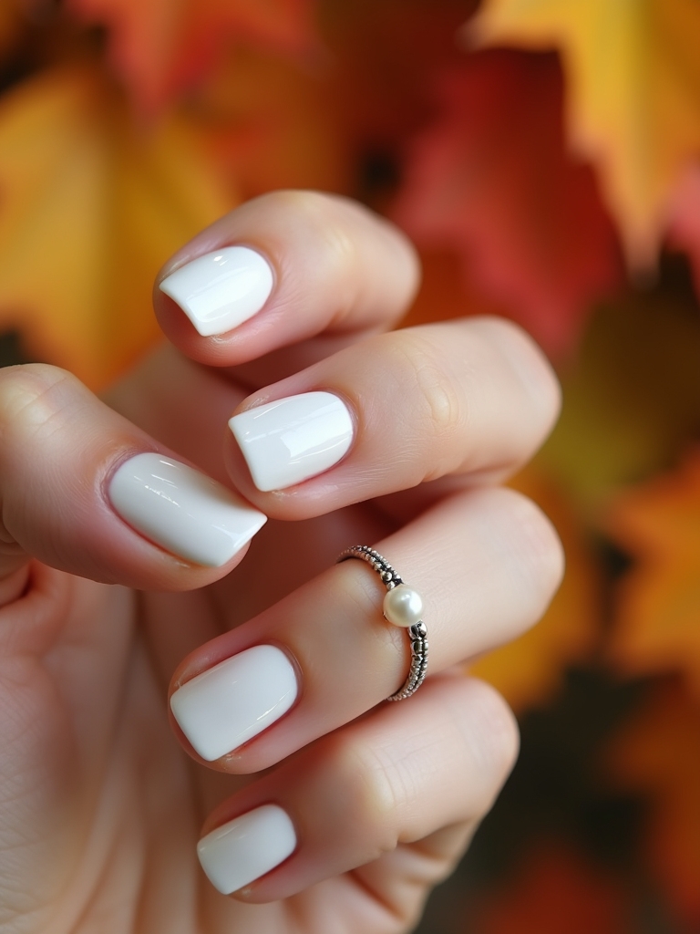seasonal milky white nails