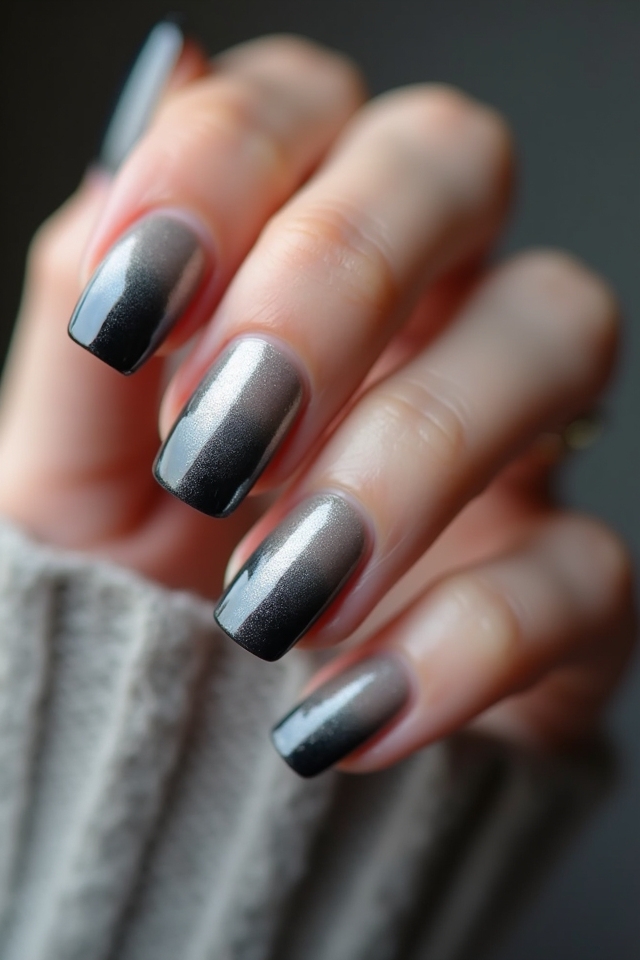 sophisticated grey gradient nails