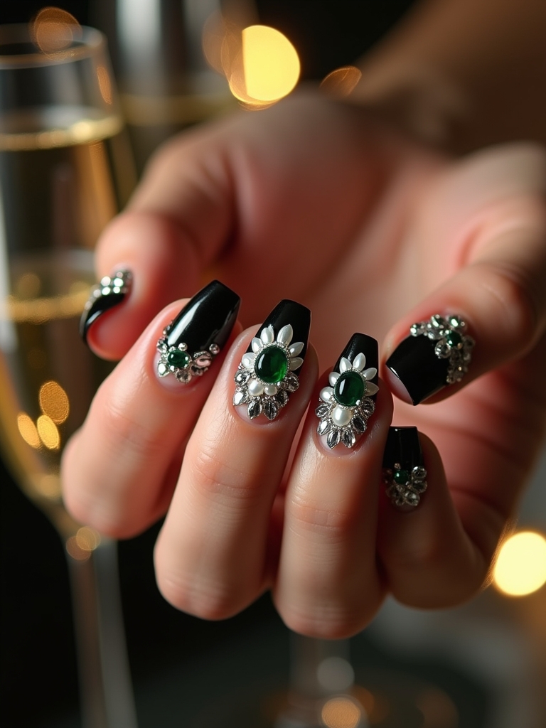 sophisticated pearl and gem accents