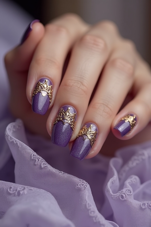 sophisticated purple lace nails