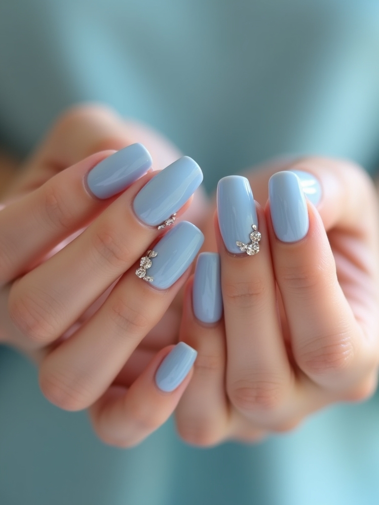 sparkling baby blue nails