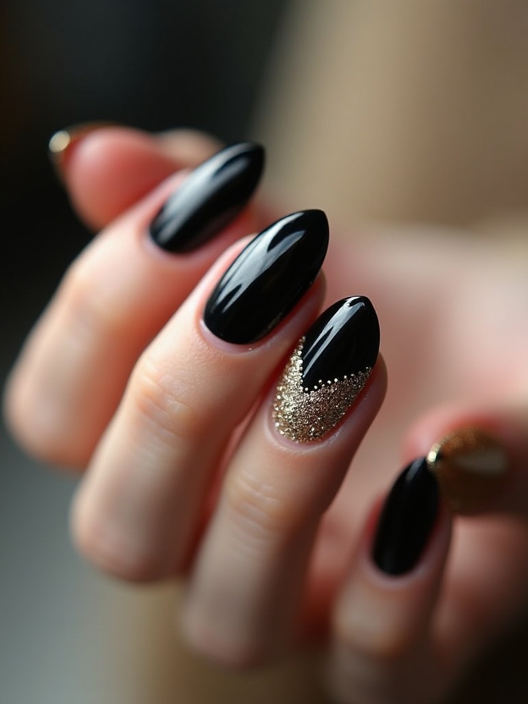 sparkling black french tips