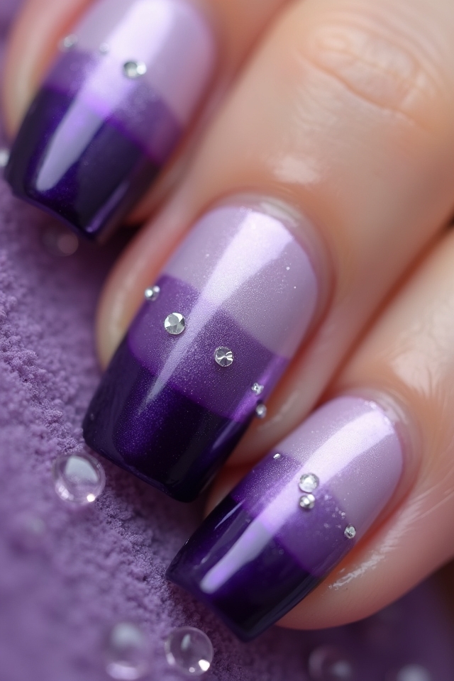 sparkling purple nail gradient
